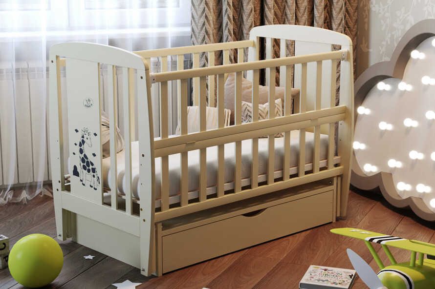 Кроватка детская Жирафка Цвет Слоновая Кость