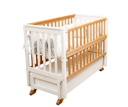 Кроватка для малышей Alex (Алекс) Цвет Белый и Натуральный