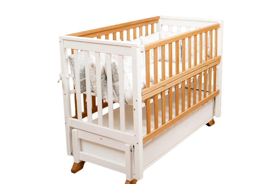 Кроватка для малышей Alex (Алекс) Цвет Белый и Натуральный