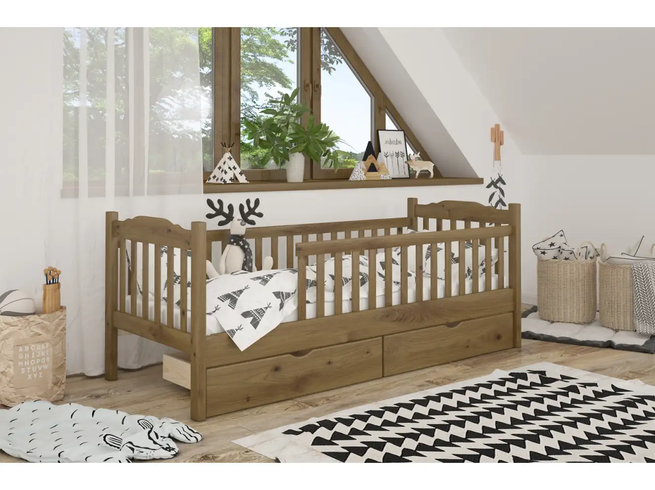 Кровать детская с бортиком Карина (Тонированный) Кровать детская с бортиком Карина (Тонированный)