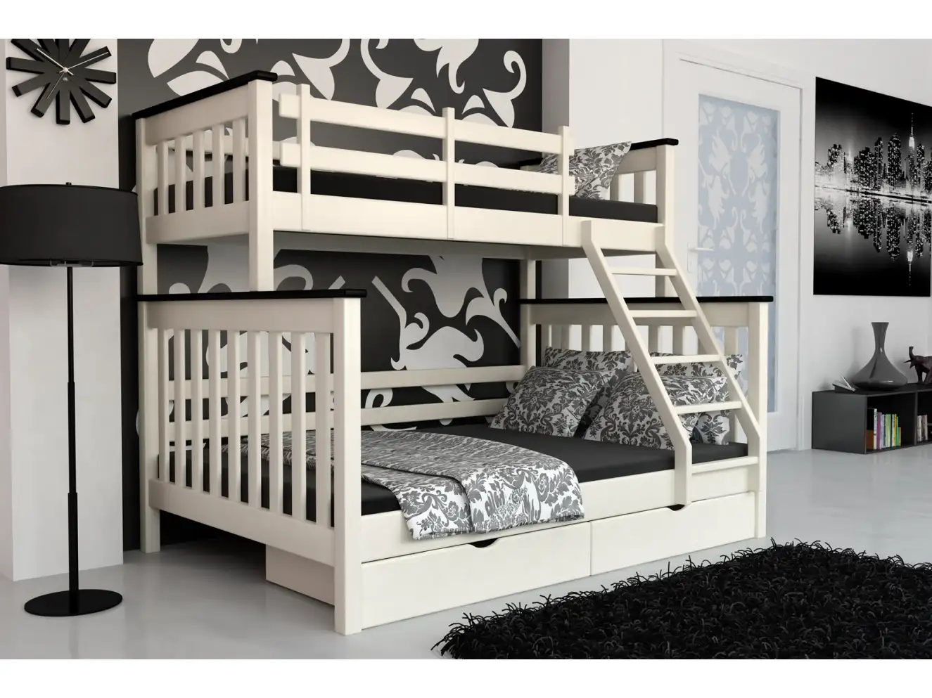 Ліжко двоярусне тримісне Скандинавія Колір RAL Ліжко двоярусне тримісне Скандинавія Колір RAL