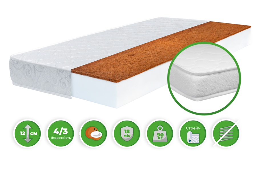 Матрац Емма Кокос Стрейч / Emma Kokos Stretch Безпружинний