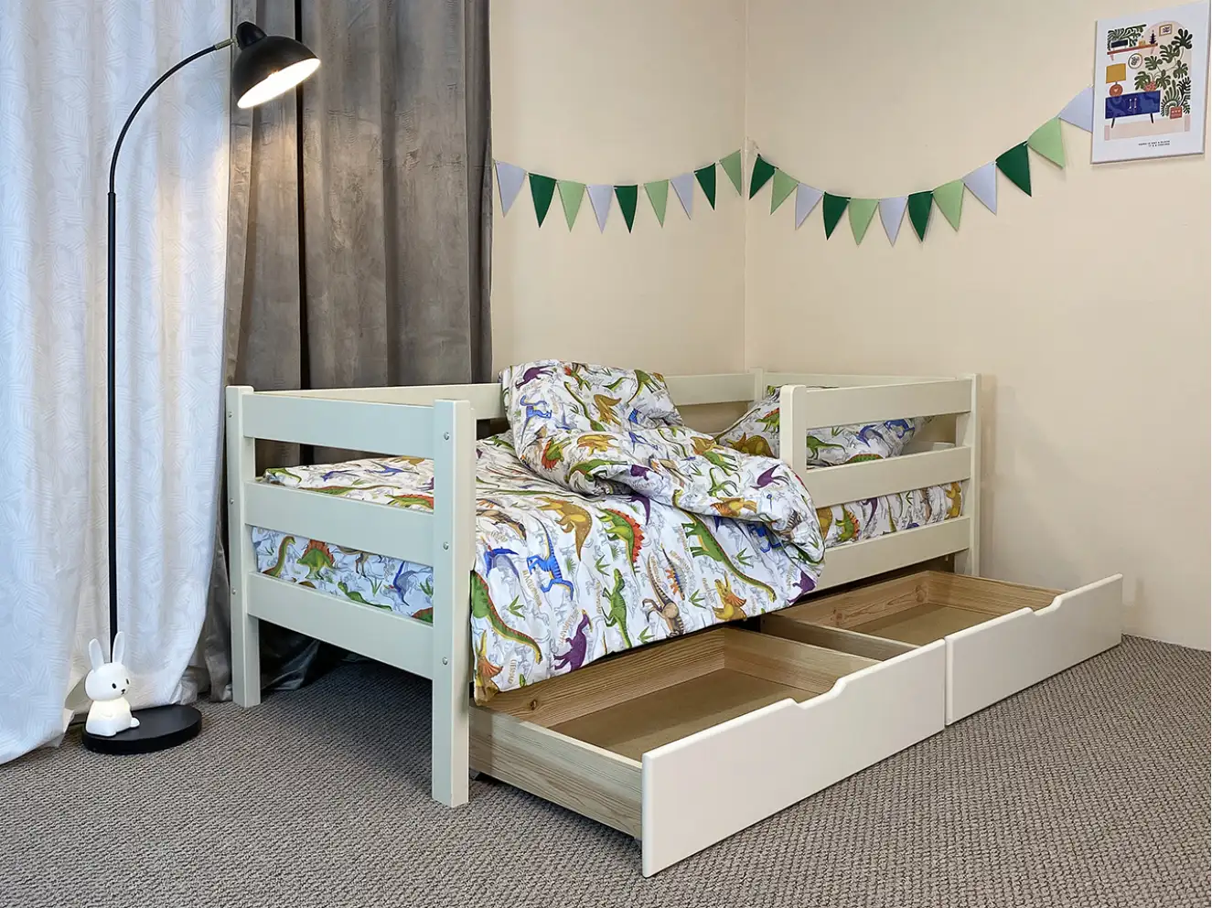 Детская кровать с бортиком Монтана (бук) Цвет RAL