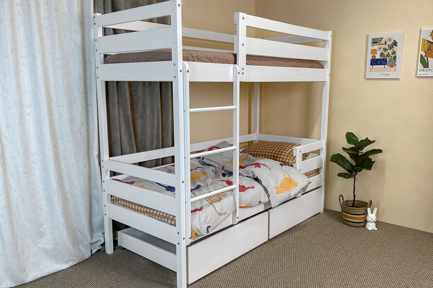 Детская двухъярусная кровать Симба ДУО сосна (Белая)