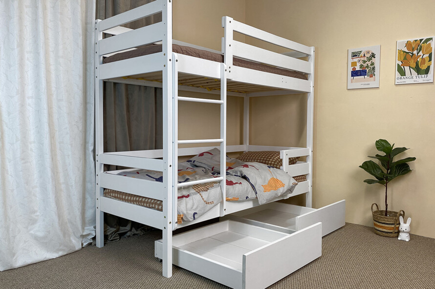 Детская двухъярусная кровать Симба ДУО сосна (Белая)