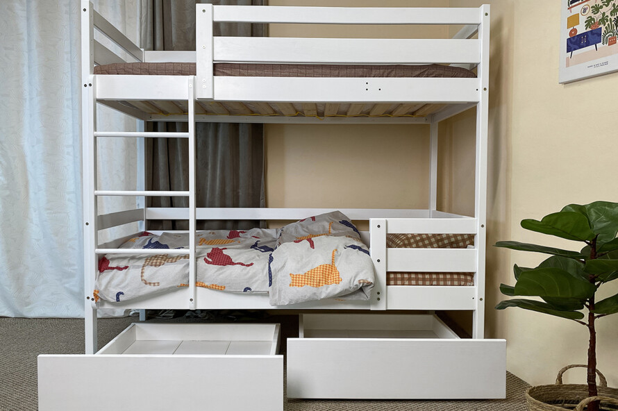 Детская двухъярусная кровать Симба ДУО сосна (Белая)