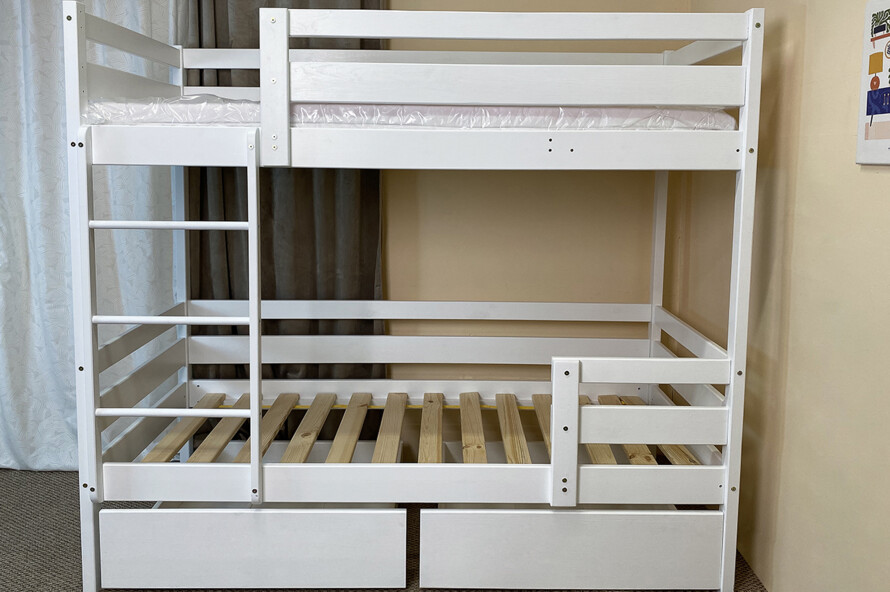 Детская двухъярусная кровать Симба ДУО сосна (Белая)