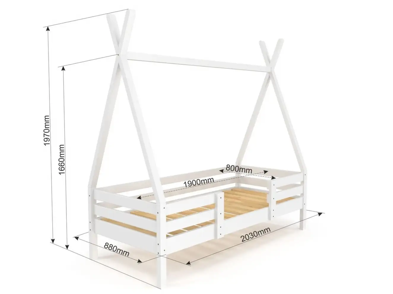 Дитяче ліжко будиночок Гаппі (сосна) Колір Білий