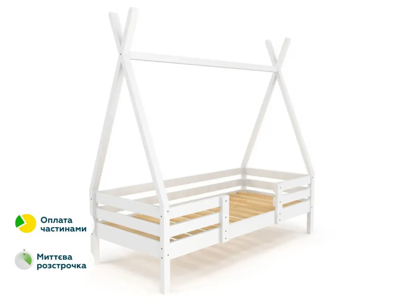 Дитяче ліжко будиночок Гаппі (сосна) Колір Білий