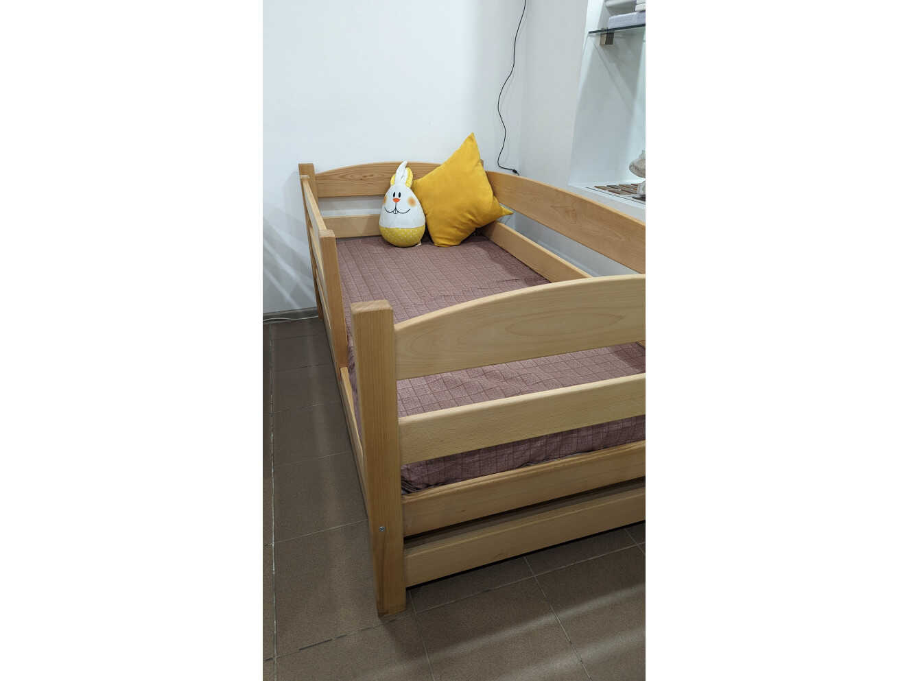 Ліжко Фіона (масив бука) з матрацем 80х190 Колір Натуральний