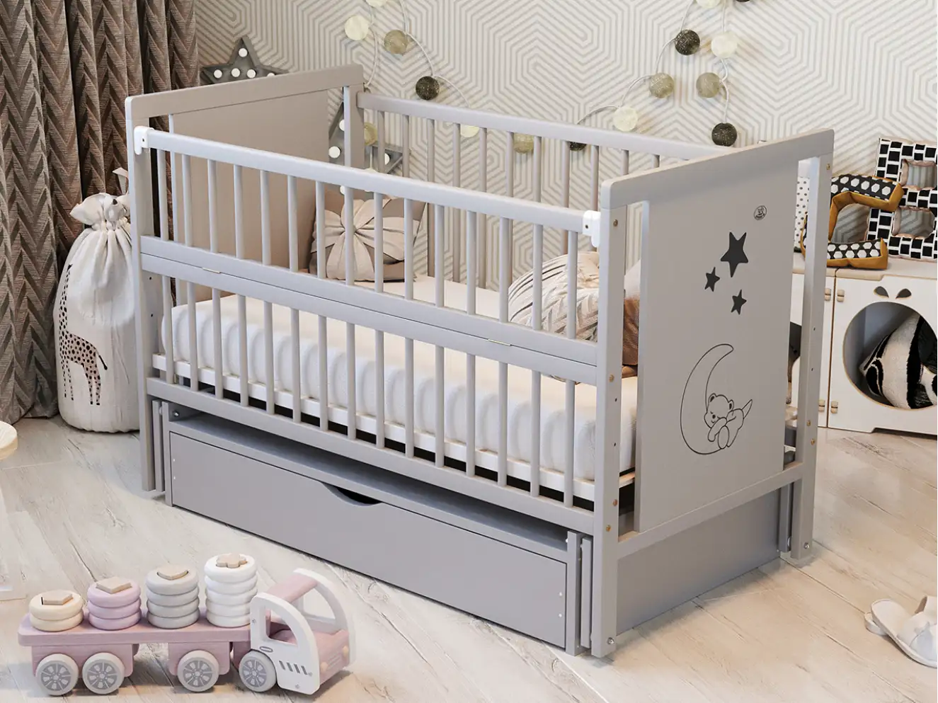 Ліжечко дитяче Ведмедик Колір Білий Ліжечко дитяче Ведмедик Колір Білий