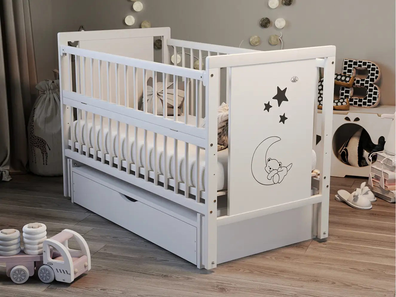 Ліжечко дитяче Ведмедик Колір Білий