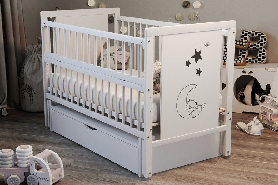 Кроватка детская Мишка Цвет Белый