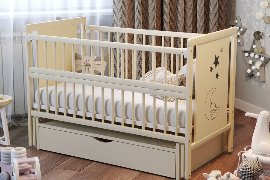 Кроватка детская Мишка Цвет Серый