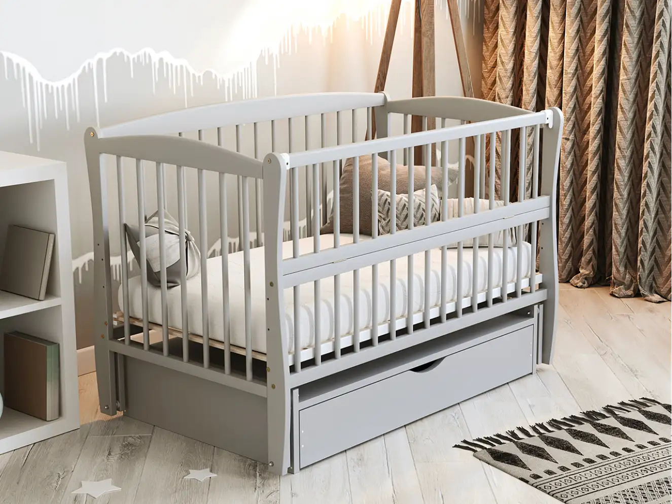 Ліжечко дитяче Еліт Колір Сірий