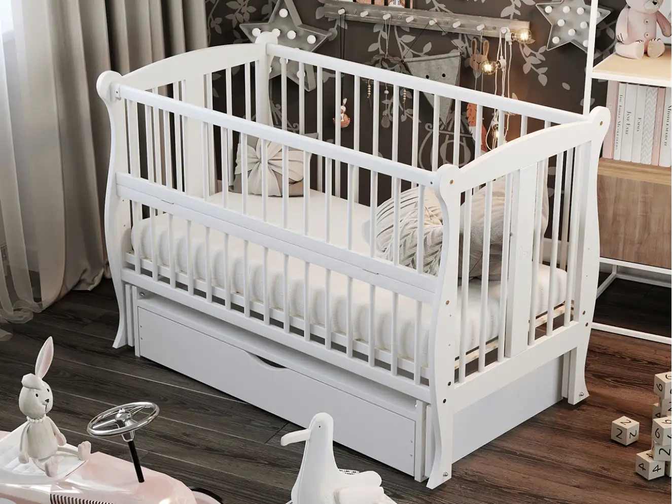 Ліжечко дитяче Грація Колір Білий