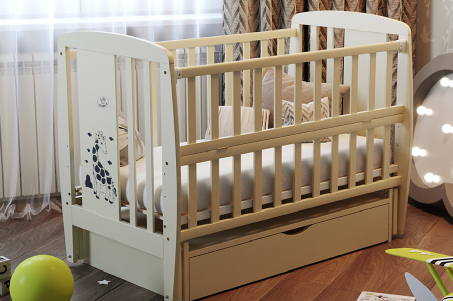 Кроватка детская Жирафка Цвет Слоновая Кость
