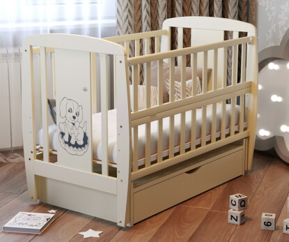 Ліжечко дитяче Песик Колір Слонова Кістка