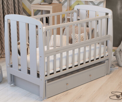 Ліжечко дитяче Шарик Колір Сірий