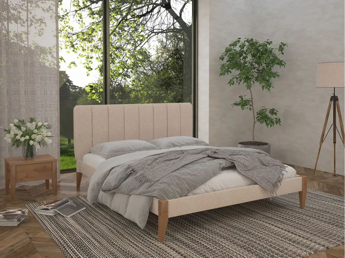 Ліжко з дерева Лондон М`яке