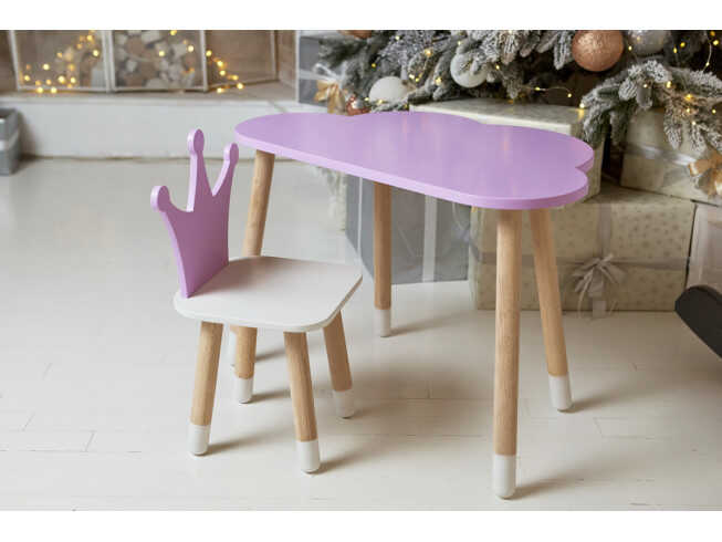 Комплект дитячий столик хмарка та стільчик корона / Фіолетовий