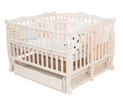 Ліжечко Класика для двійні Duo (Дуо) Колір Слонова Кістка