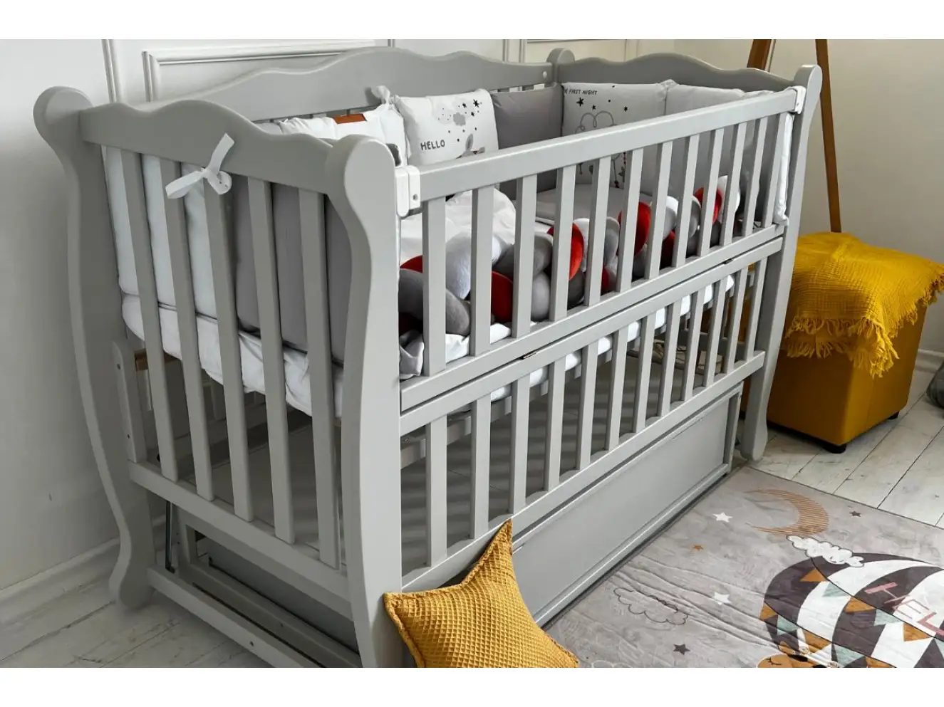 Кроватка для малышей Natali (Натали) Цвет Серый