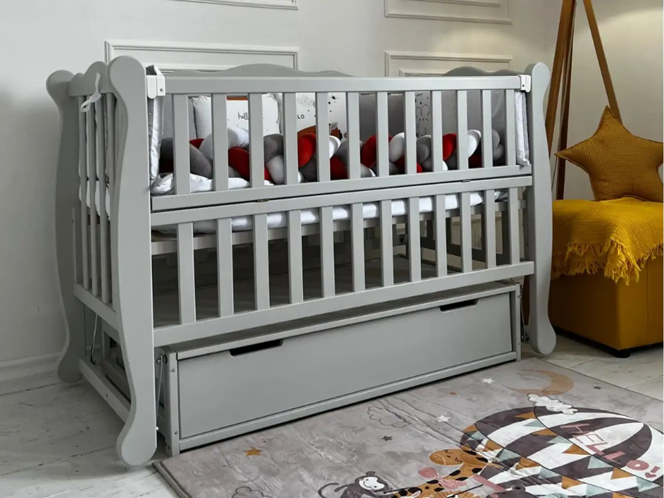 Кроватка для малышей Natali (Натали) Цвет Серый