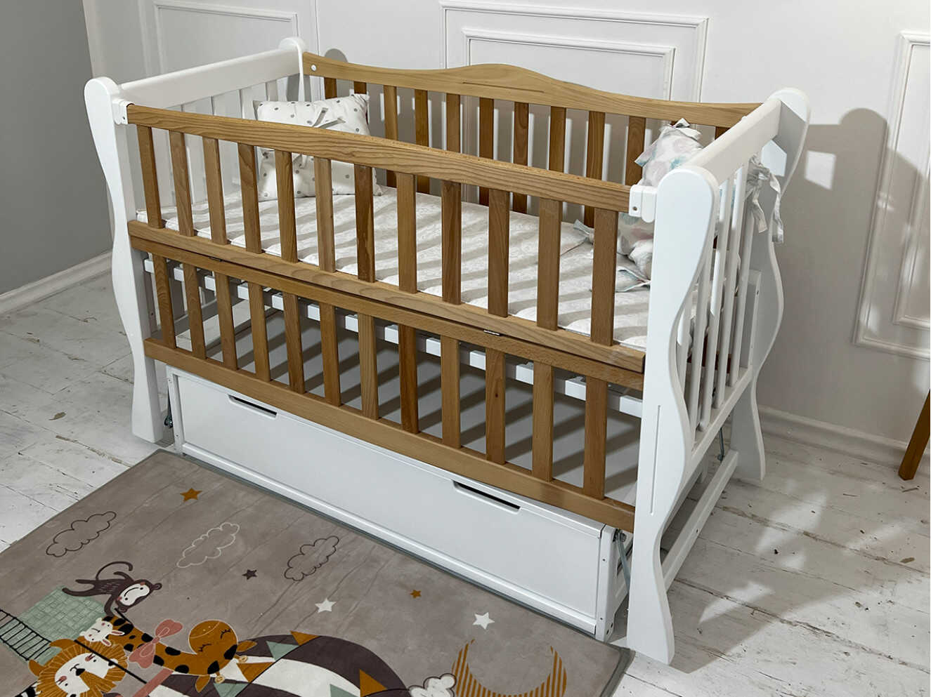 Ліжечко для малюків Sofi (Софі) Колір Білий та Натуральний