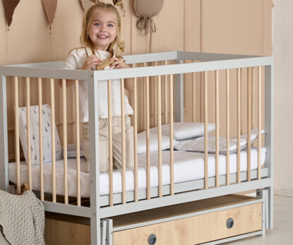 Дитяче ліжечко Казка Колір Сірий з натуральним