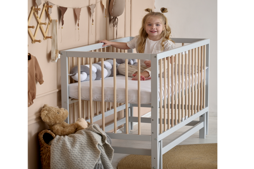 Кроватка детская Сказка Цвет Серый с натуральным