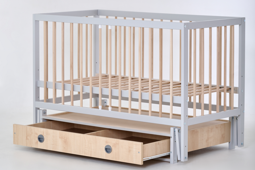 Кроватка детская Сказка Цвет Серый с натуральным