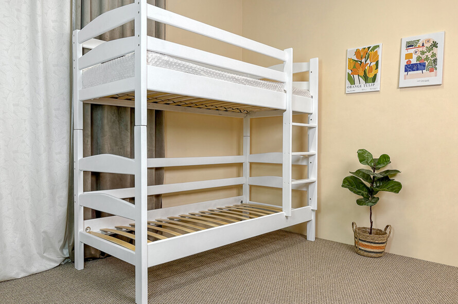 Детская двухъярусная кровать Виктория (ольха) Белая