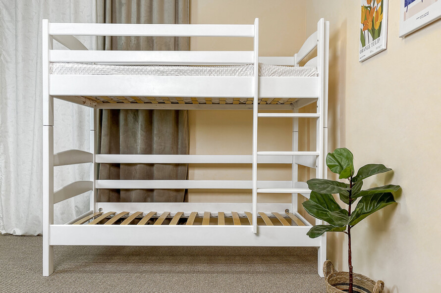 Детская двухъярусная кровать Виктория (ольха) Белая