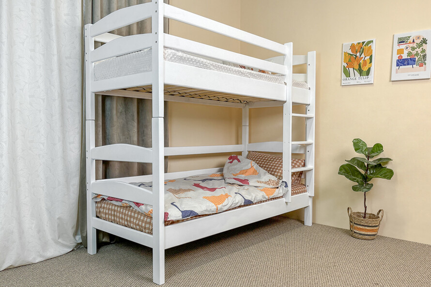 Детская двухъярусная кровать Виктория (ольха) Белая