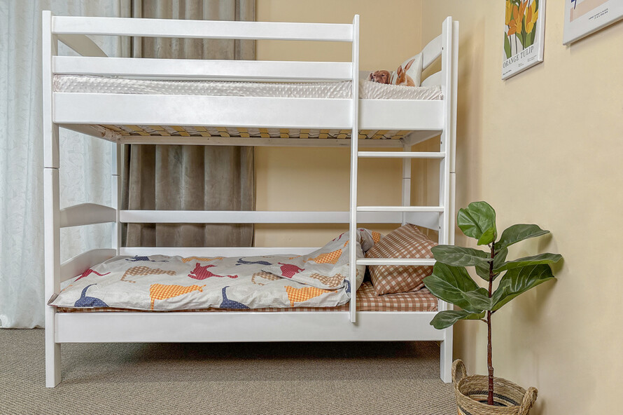 Детская двухъярусная кровать Виктория (ольха) Белая