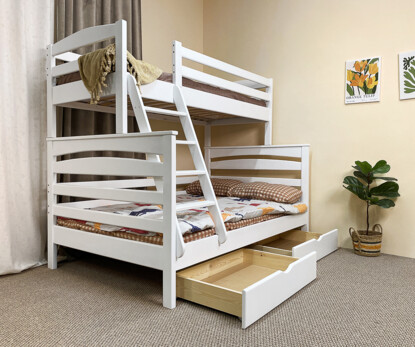 Акция Двухъярусная семейная кровать Кай RAL (белый) + Матрасы