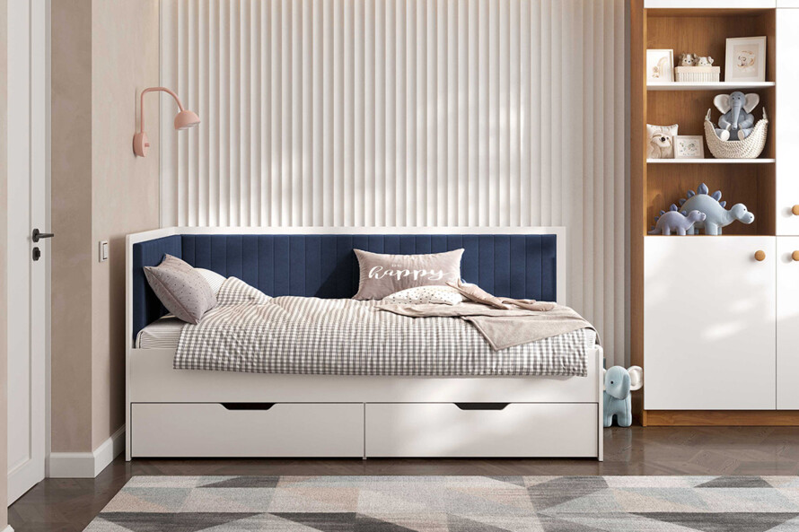 Кровать с мягкой спинкой Бруклин /Brooklyn Белый