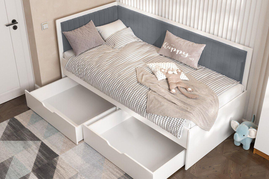 Кровать с мягкой спинкой Бруклин /Brooklyn Белый