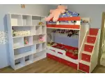 Ліжко Горище двоярусне №1 зі сходами-комод і висувними шухлядами