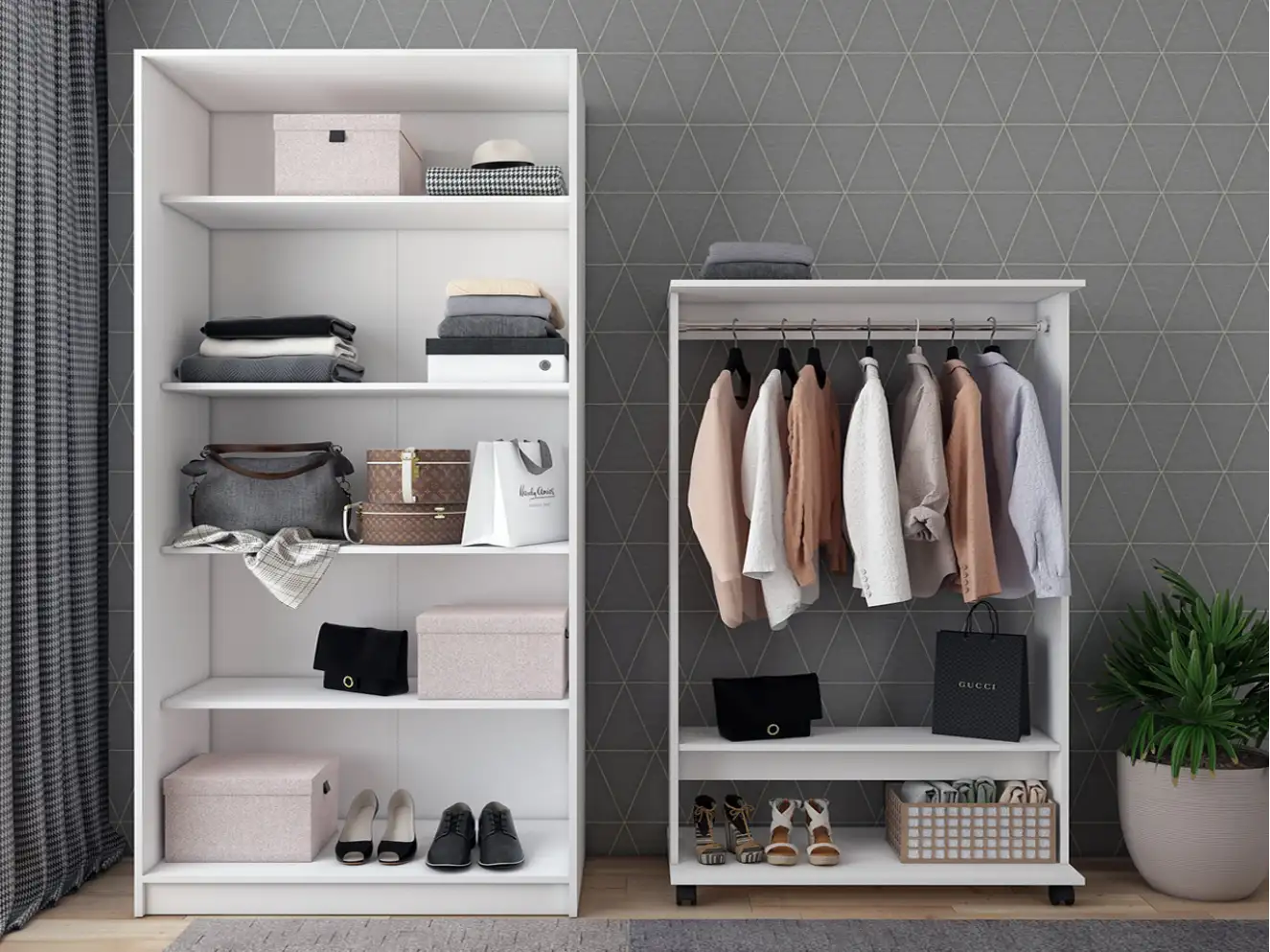 Шафа для одягу Промо / Promo з полицями Білий 2 ДСП Шафа для одягу Промо / Promo з полицями Білий 2 ДСП