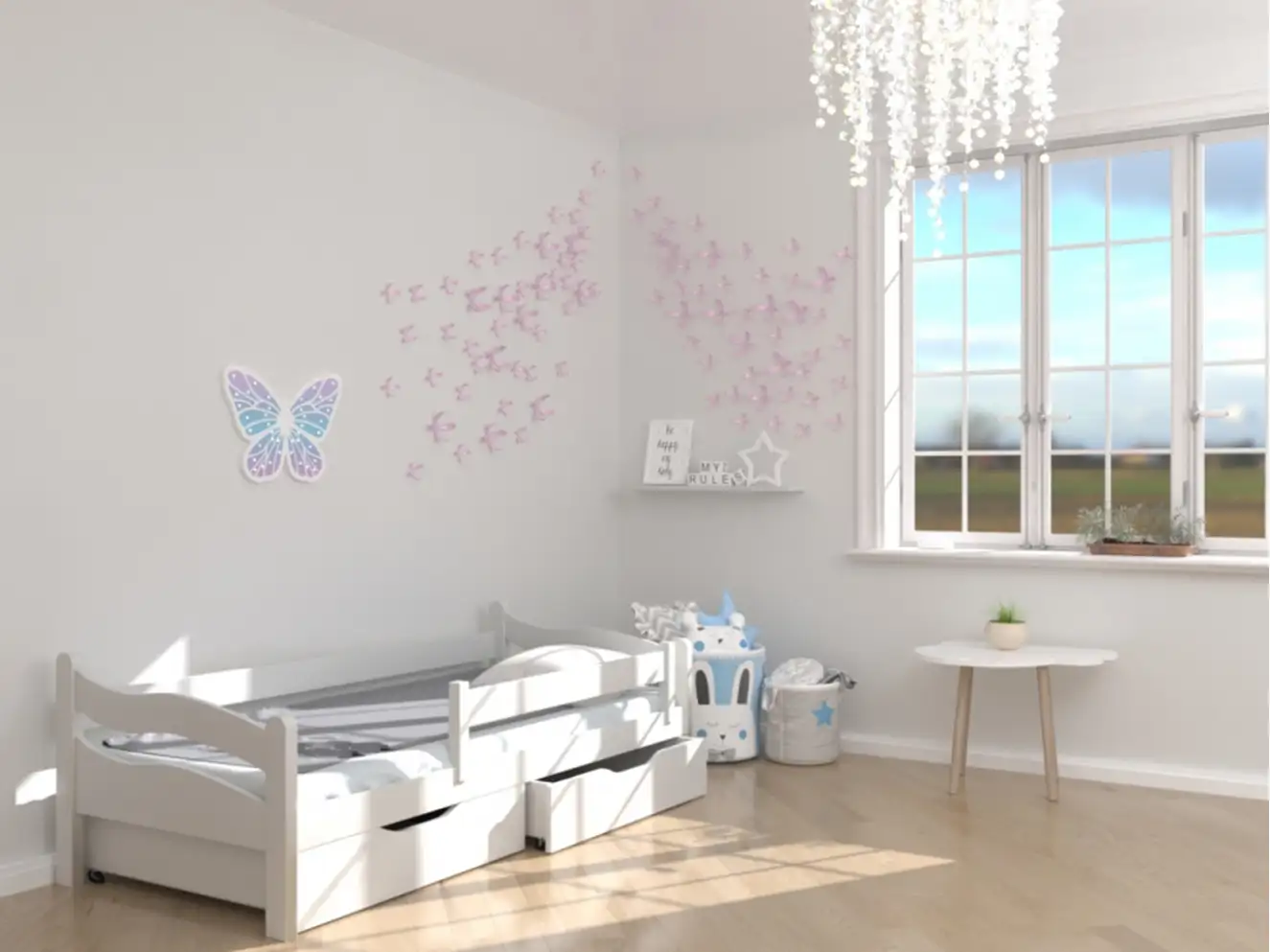 Дитяче ліжко з дерева Злата (бук) Білий