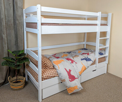 Детская двухъярусная кровать Виктория (бук) Белая