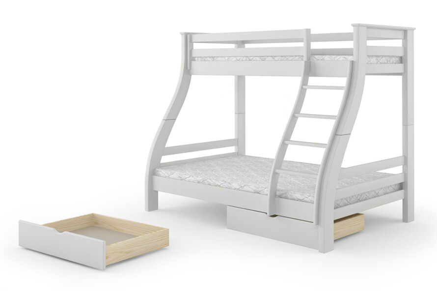 Ліжко двоярусне тримісне Аляска (Біле)