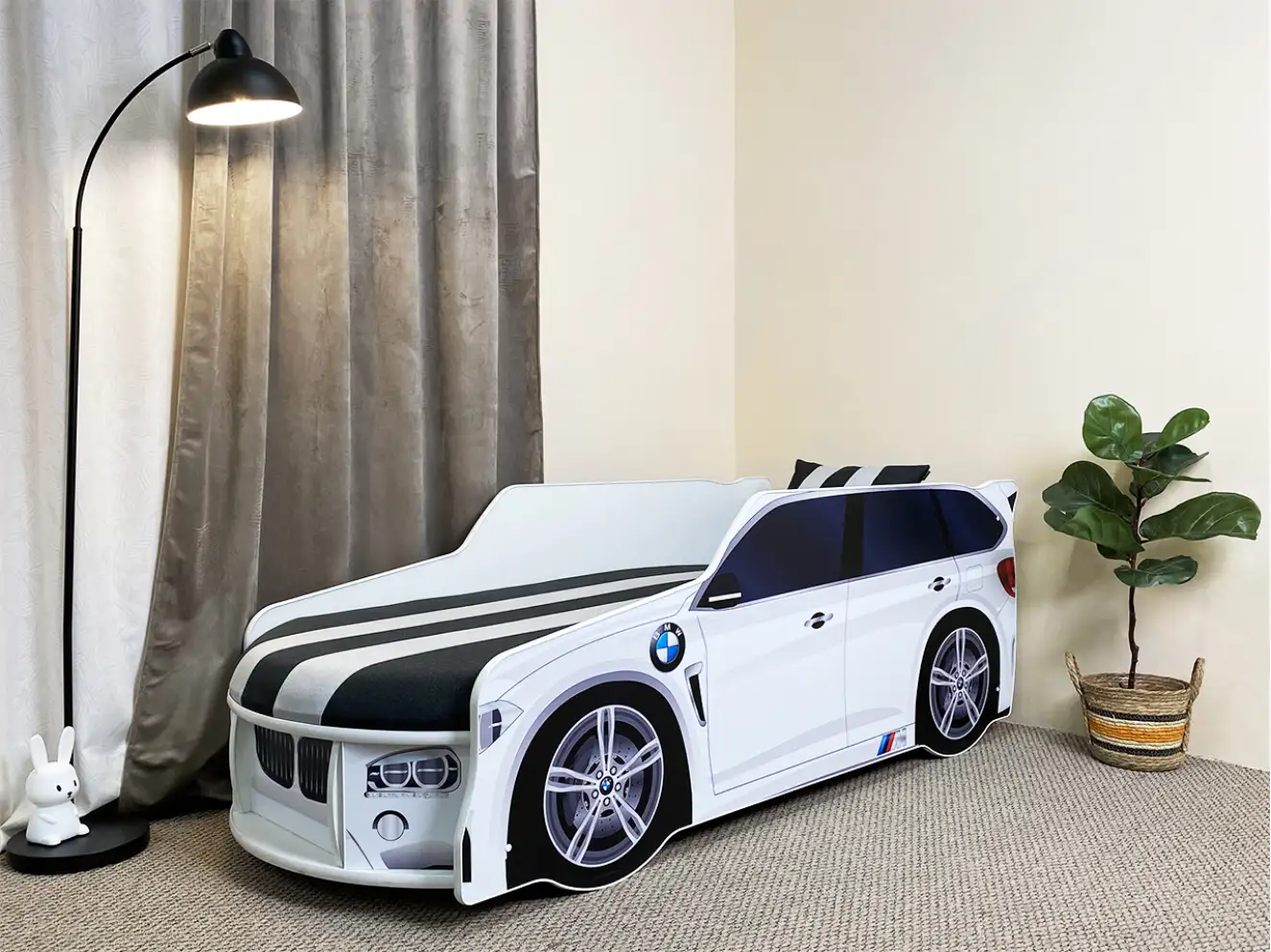 Акция Кровать машина Премиум БМВ Цвет Белый + акция за 1грн