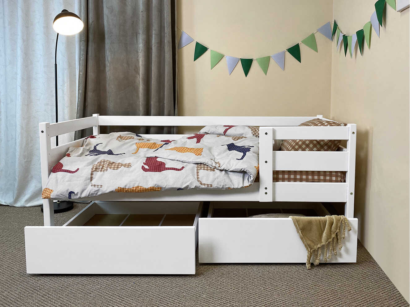 Ліжко Сімба сосна колір білий (ширина 90 см)