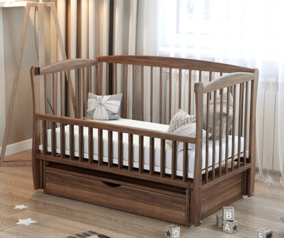 Ліжечко дитяче Еліт Колір Горіх