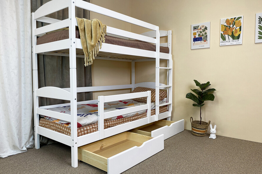 Ліжко дитяче двоярусне Сонечко ДУО (Біле)