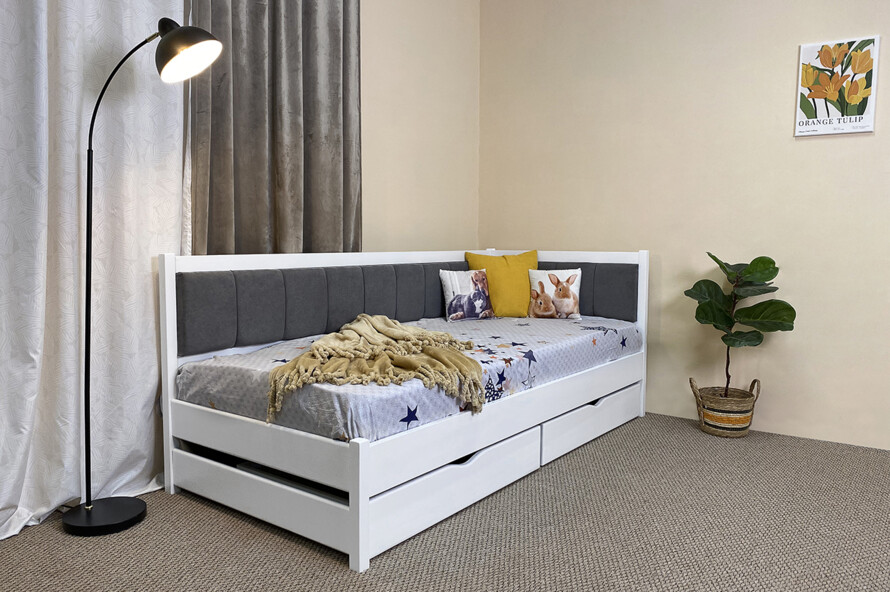 Ліжко з м`якою спинкою Лілі Колір Білий