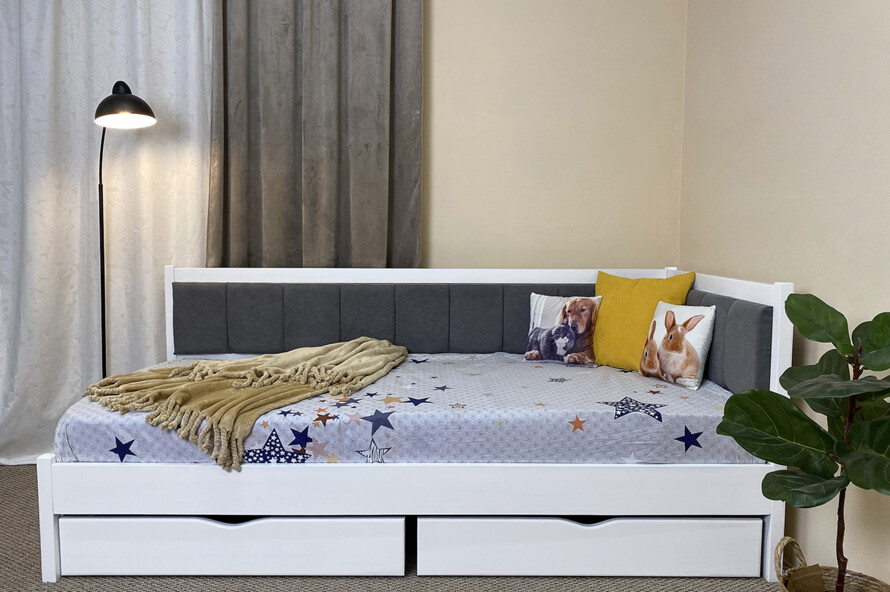 Ліжко з м`якою спинкою Лілі Колір Білий